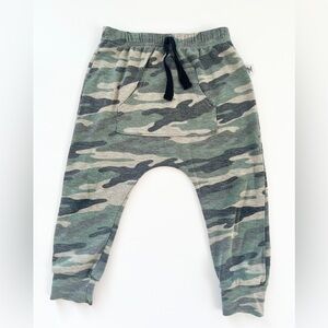 Green and Black Camouflage Jogger Sweatpants with Elastic Waistband